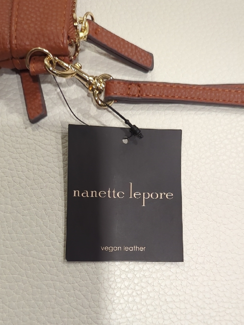 Nanette Lepore Cognac Brown Pebbled Leather Wristlet - Picture 5 of 8